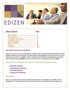 Table of Contents  Page About Edizen…………………………………………… Our Approach………………………………………….