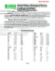 USGS Certificate of Analysis Rhyolite, Glass Mountain RGM-2