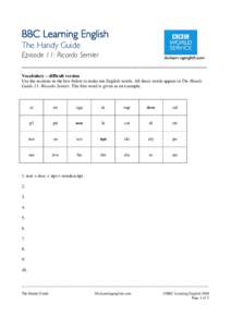 BBC Learning English The Handy Guide Episode 11: Ricardo Semler _________________________________________________ Vocabulary – difficult version Use the sections in the box below to make ten English words. All these wo