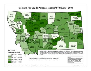 Montana Per Capita Personal Income* by County[removed]  $33,558 Lake