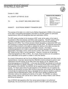 STATE OF CALIFORNIA—HEALTH AND HUMAN SERVICES AGENCY  GRAY DAVIS, Governor DEPARTMENT OF SOCIAL SERVICES 744 P Street, Sacramento, California 95814