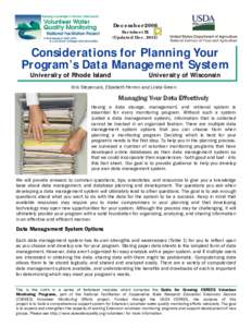 December 2006 Factsheet IX (Updated Dec[removed]Considerations for Planning Your Program’s Data Management System