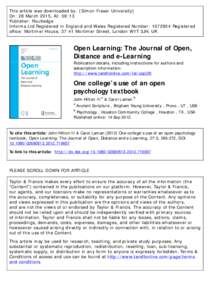 This article was downloaded by: [Simon Fraser University] On: 28 March 2015, At: 08:13 Publisher: Routledge Informa Ltd Registered in England and Wales Registered Number: Registered office: Mortimer House, 37-41 