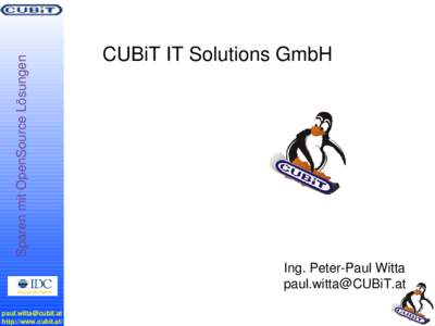 Sparen mit OpenSource Lösungen  CUBiT IT Solutions GmbH Ing. Peter-Paul Witta [removed]