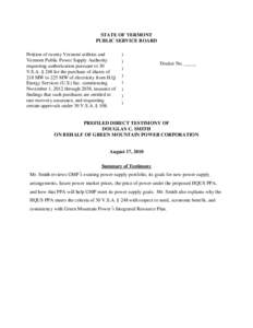 STATE OF VERMONT PUBLIC SERVICE BOARD Petition of twenty Vermont utilities and Vermont Public Power Supply Authority requesting authorization pursuant to 30 V.S.A. § 248 for the purchase of shares of