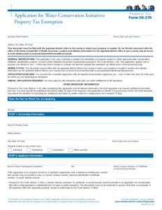 P r o p e r t y Ta x  Application for Water Conservation Initiatives Property Tax Exemption  Form