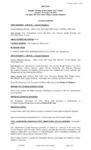 Final Minutes Approve[removed]MINUTES Regular Meeting of the Lompoc City Council Tuesday, November 20, 2012 City Hall, 100 Civic Center Plaza, Council Chambers