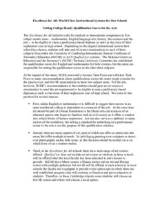 Education reform / General Certificate of Secondary Education / National Center on Education and the Economy / Secondary education / Test / National Certificate of Educational Achievement / Education / Standardized tests / International General Certificate of Secondary Education