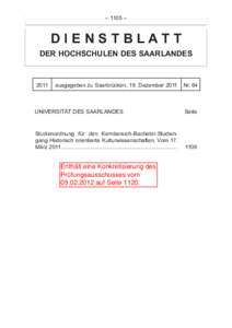 – 1105 –  DIENSTBLATT DER HOCHSCHULEN DES SAARLANDES 2011