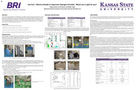 3 Got Gas? Chlorine Dioxide or Vaporized Hydrogen Peroxide: Which one is right for you? Megan Sawyer, Joy Pierzynski, and Megan Trapp Biosecurity Research Institute, Kansas State University, Manhattan, KS  CONCLUSIONS