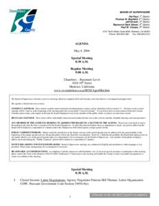 May 4, [removed]Board of Supervisors Agenda