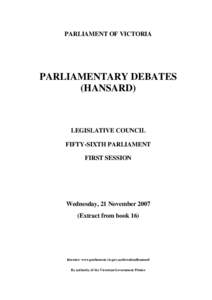 PARLIAMENT OF VICTORIA  PARLIAMENTARY DEBATES (HANSARD)  LEGISLATIVE COUNCIL