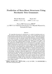 Prediction of Beta-Sheet Structures Using Stochastic Tree Grammars Hiroshi Mamitsuka  