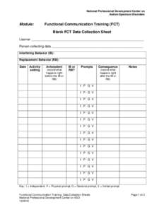 National Professional Development Center on Autism Spectrum Disorders Module:  Functional Communication Training (FCT)