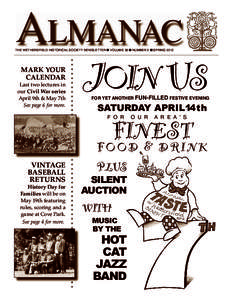 ALMANAC  THE WETHERSFIELD HISTORICAL SOCIETY NEWSLETTER ■ VOLUME 38 ■ NUMBER 2 ■ SPRING 2012 MARK YOUR CALENDAR