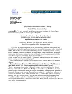 Jimmy Carter Library & Museum News Release