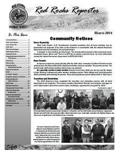 Red Rocks Reporter March 2014 In This Issue Community Notices............................... 1 Tribal Council Report............................. 3