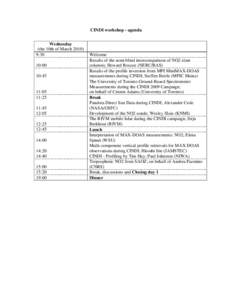 CINDI workshop - agenda Wednesday (the 10th of March:30 10:00 10:45