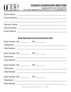 ISL TBBS 19:  Teacher/Classroom Book Order Form