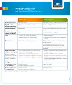 Product Comparison ACC CoverPlus and ACC CoverPlus Extra ACC CoverPlus  ACC CoverPlus Extra