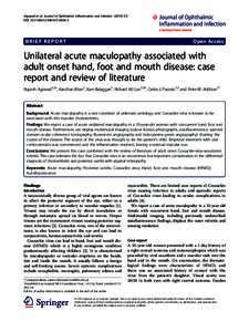 Unilateral acute maculopathy associated with adult onset hand, foot and mouth disease: case report and review of literature