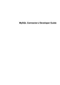 MySQL Connector/J Developer Guide