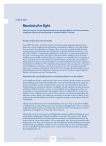 summary Reunited after flight Advisory report on the implementation of migration policy on family members