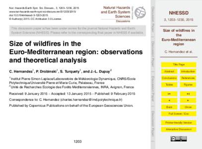 This discussion paper is/has been under review for the journal Natural Hazards and Earth System Sciences (NHESS). Please refer to the corresponding final paper in NHESS if available. Discussion Paper  Nat. Hazards Earth 