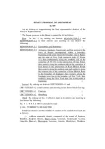 SENATE PROPOSAL OF AMENDMENT H. 789 An act relating to reapportioning the final representative districts of the House of Representatives The Senate proposes to the House to amend the bill as follows: First: In Sec. 1, by