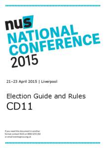21–23 April 2015 | Liverpool  Election Guide and Rules CD11