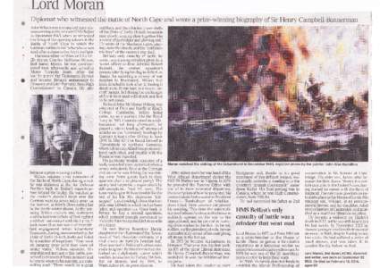 Lord Mor?rl ffi Dplomat who \,vitnessed thd catfle ot North Cape and wrote a prize-winning biogra.phy of Sir Henry Campbell-Bannerman John Wilson was a young ordinary seaman serving in the cruiser HMS Belfast in December