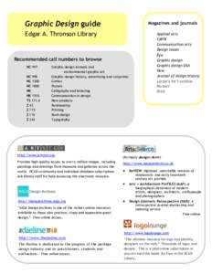 Graphic Design guide  Magazines and journals Edgar A. Thronson Library