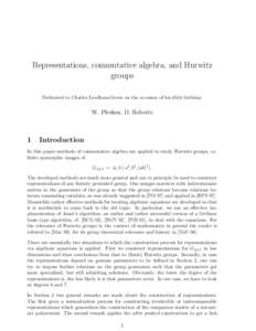 Representations, commutative algebra, and Hurwitz groups Dedicated to Charles Leedham-Green on the occasion of his 65th birthday W. Plesken, D. Robertz