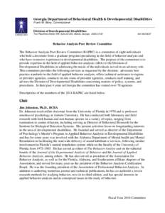 Georgia Department of Behavioral Health & Developmental Disabilities Frank W. Berry, Commissioner Division of Developmental Disabilities Two Peachtree Street, NW, Suite[removed], Atlanta, Georgia[removed][removed]