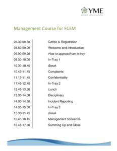 Management Course for FCEMCoffee & Registration