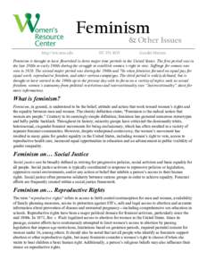 Feminism  & Other Issues http://wrc.msu.edu
