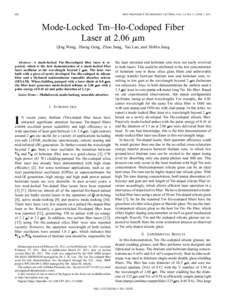 682  IEEE PHOTONICS TECHNOLOGY LETTERS, VOL. 23, NO. 11, JUNE 1, 2011 Mode-Locked Tm–Ho-Codoped Fiber Laser at 2.06 m