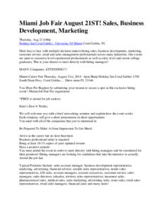 Coral Gables /  Florida / Business development / Account manager / Business / Sales / Entrepreneurship