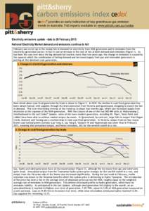 cedex® provides an early indication of key greenhouse gas emission trends in Australia. Full reports available at www.pittsh.com.au/cedex Electricity emissions update - data to 28 February 2013: National Electricity Mar