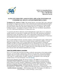 Microsoft Word - Press Release14-SIA Applauds Launch Indemnification FINAL 4.0