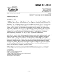 Wells Fargo / Kansas Historical Society / Pony Express / Hanover /  Kansas / Hollenberg /  Netherlands / Hanover / Historic trails and roads in the United States / Kansas / Hollenberg Pony Express Station