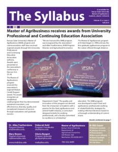 The Syllabus  A newsletter for Kansas State University Master of Agribusiness students, alumni & friends