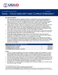 USAI FACT SHEET #8, FISCAL YEAR (FY[removed]MAY 18, 2012  SAHEL – FOOD INSECURITY AND COMPLEX EMERGENCY