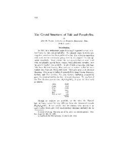 412  The Crystal Structures of Tale and Pyrophyllite.