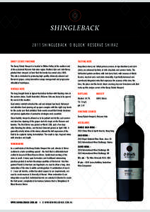 2011 SHINGLEBACK ‘D BLOCK’ RESERVE SHIRAZ  DAVEY ESTATE VINEYARD TASTING NOTE