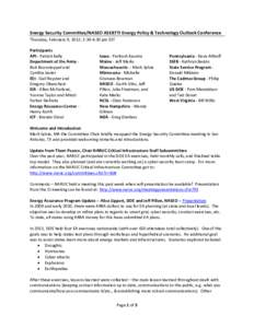 Energy Security Committee/NASEO ASERTTI Energy Policy & Technology Outlook Conference Thursday, February 9, 2012; 2:30-4:30 pm EST Participants API - Patrick Kelly Department of the Army Bob Boonstoppel and Cynthia Jeste