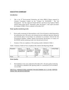 EXECUTIVE SUMMARY Introduction 1.  This is the 25th Environmental Monitoring and Audit (EM&A) Report prepared by