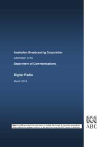 Australian Broadcasting Corporation submission to the Department of Communications  Digital Radio