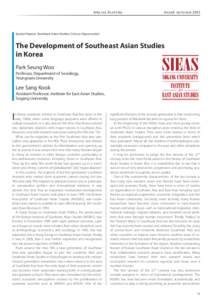 Special Feature  No.68 Autumn 2013 Special Feature: Southeast Asian Studies: Crisis or Opportunity?