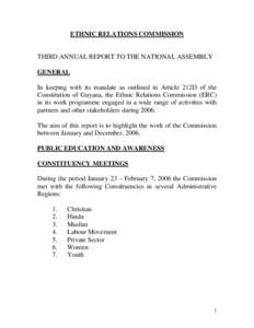 REPORT ON ACTIVITIES OF THE ETHNIC RELATIONS COMMISSION FOR 2006